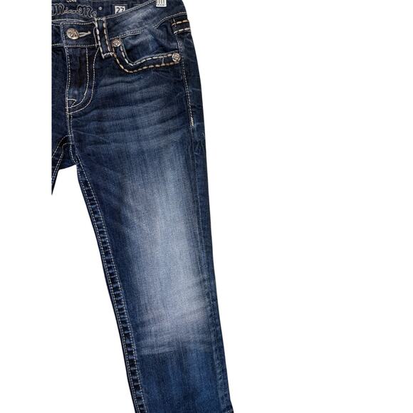 Miss Me Jeans Women 27 Blue Capris Western Rodeo Embroidered Denim Cowgirl - Picture 4 of 10
